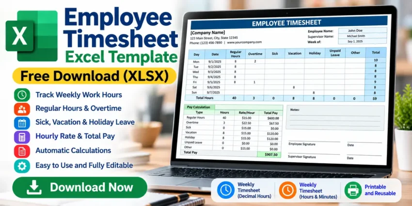 Free Employee Timesheet Excel Template
